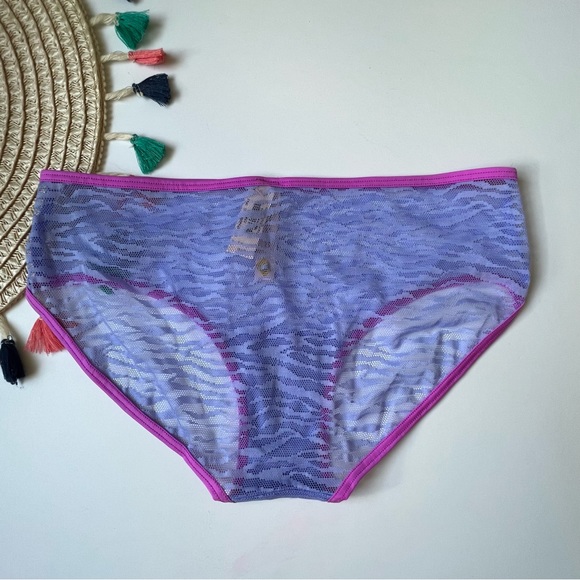 Victoria's Secret VTG Extra Low Rise Mesh Hiphugger Panty Purple Zebra Small NEW - Picture 2 of 4